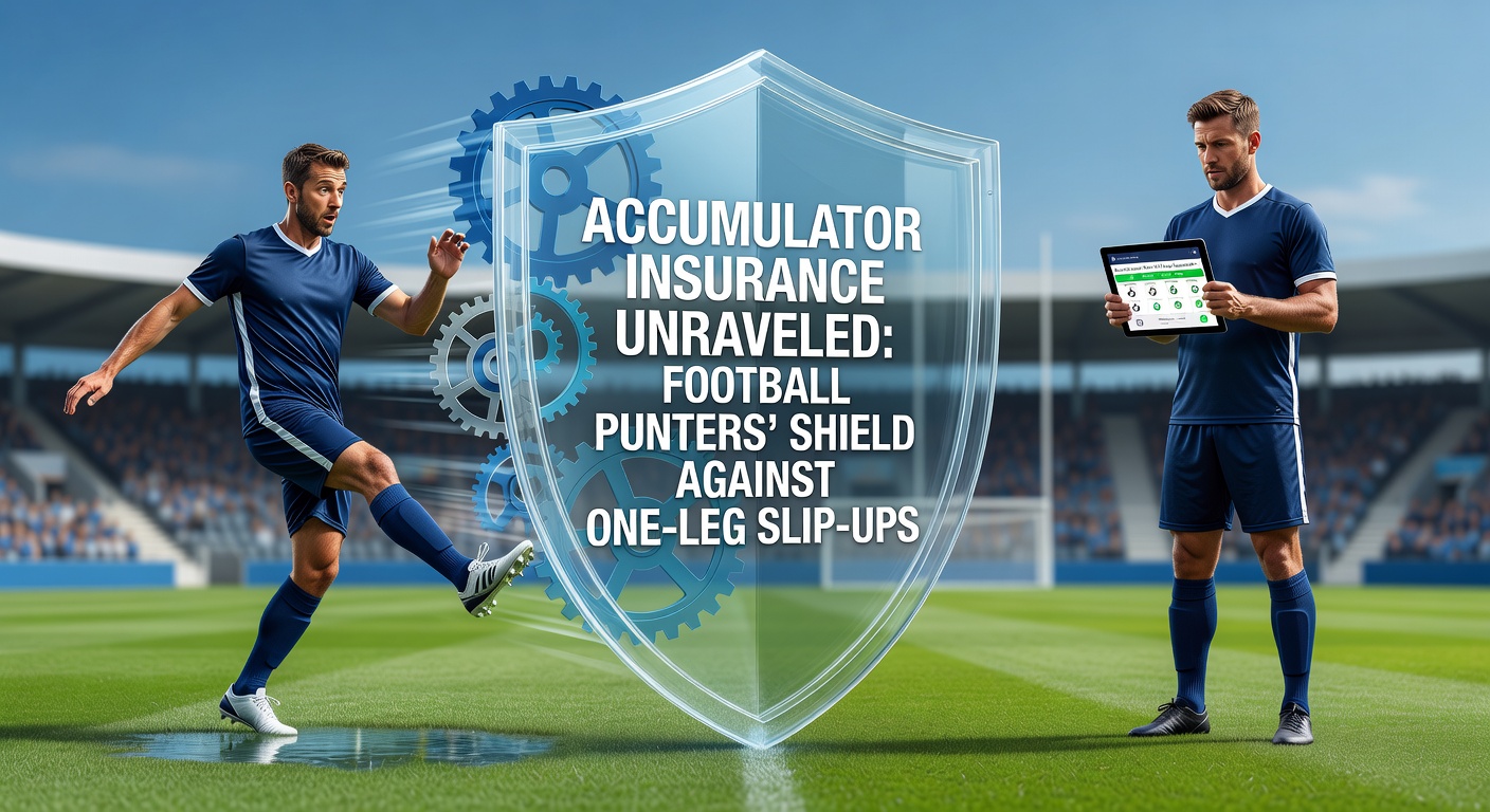 Graphic showing a football accumulator bet structure with one leg failing but insurance activating a safety net