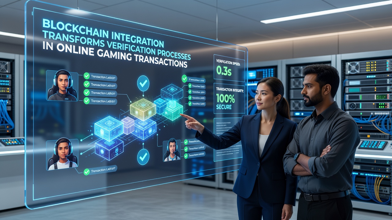 Secure blockchain verification process illustrated in an online gaming transaction flow