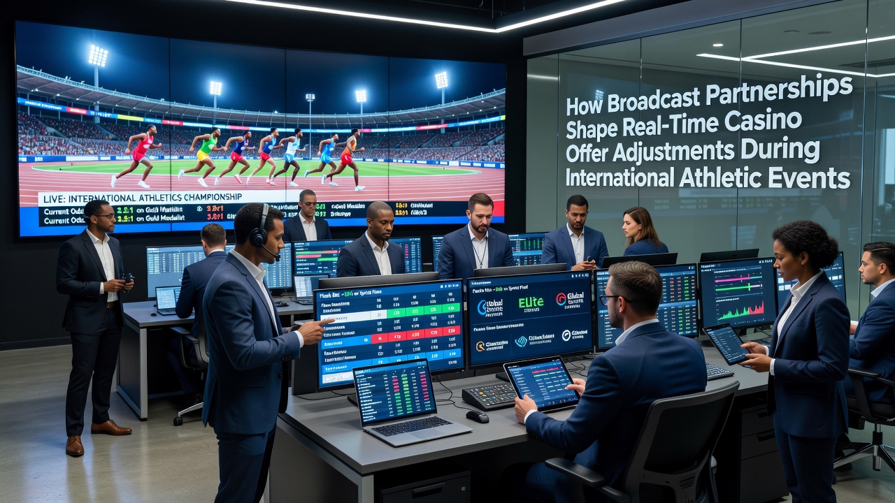 Broadcast control room monitoring international sports feeds for casino offer timing