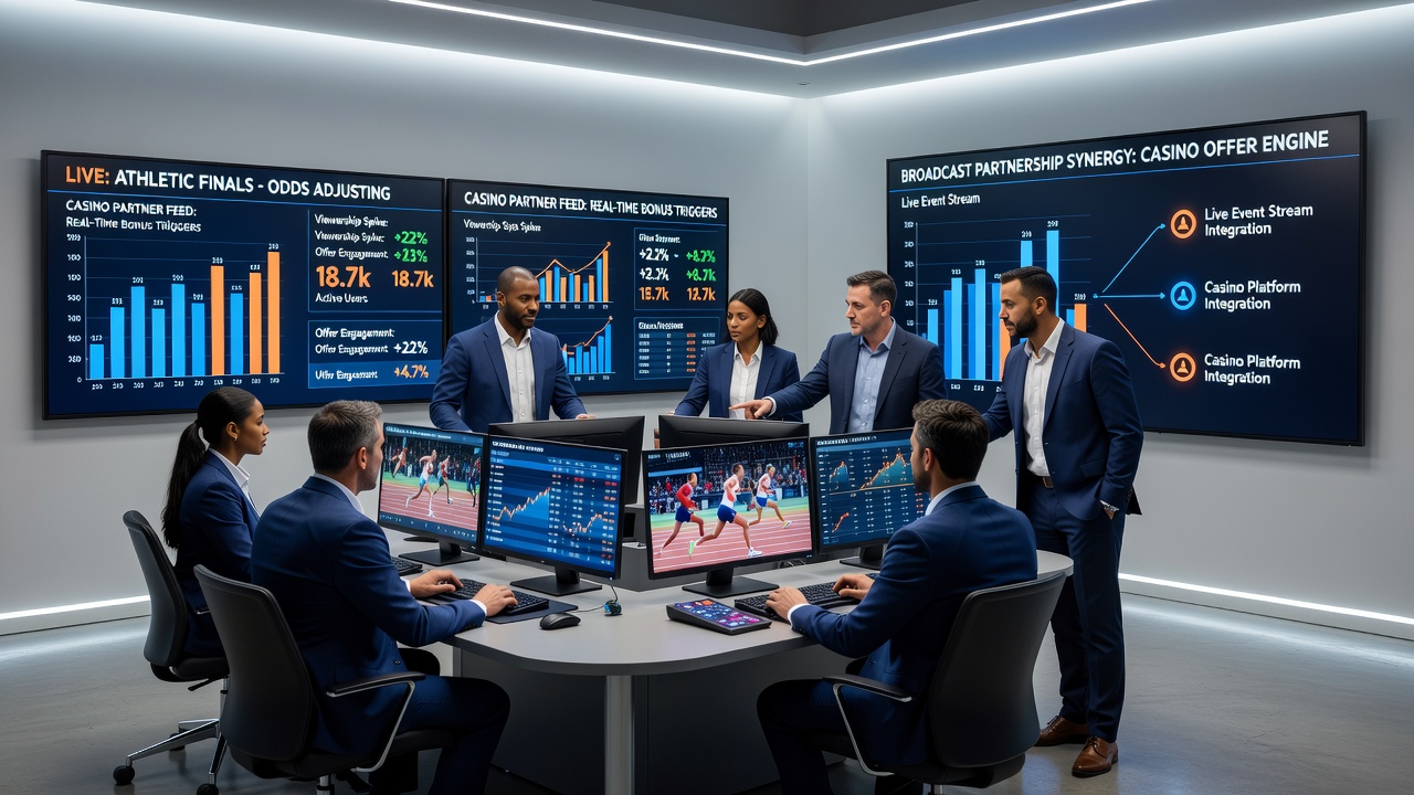 Casino dashboard showing synchronized offer changes during live international sports broadcast