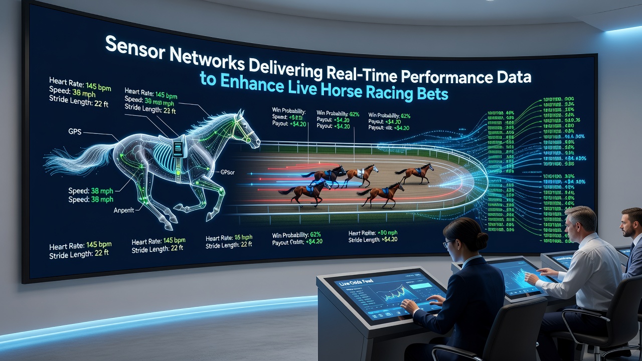Live data dashboards displaying sensor readings for horse racing bettors