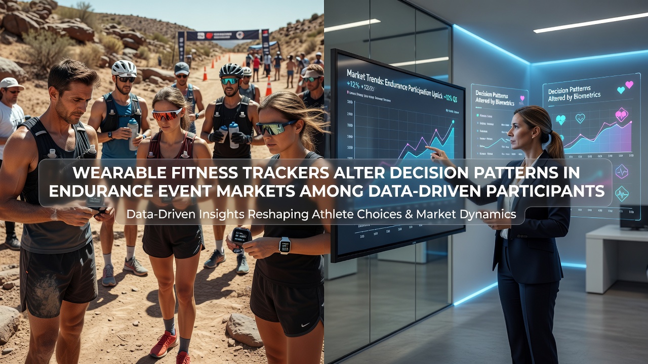 Athletes reviewing real-time fitness tracker data during an endurance competition